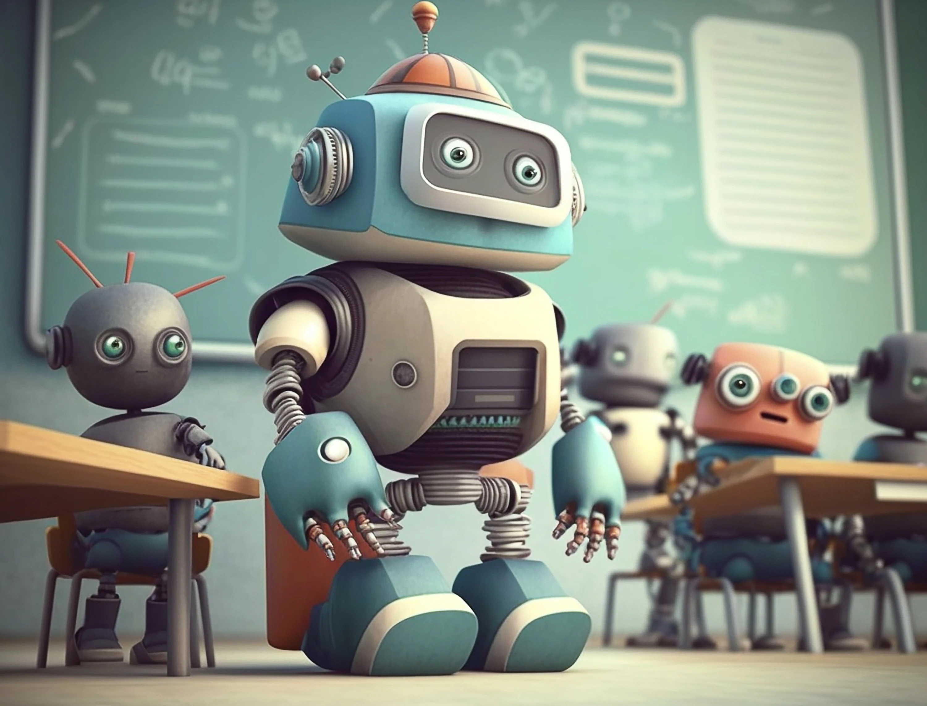 Robot a scuola. Immagine generata da AI