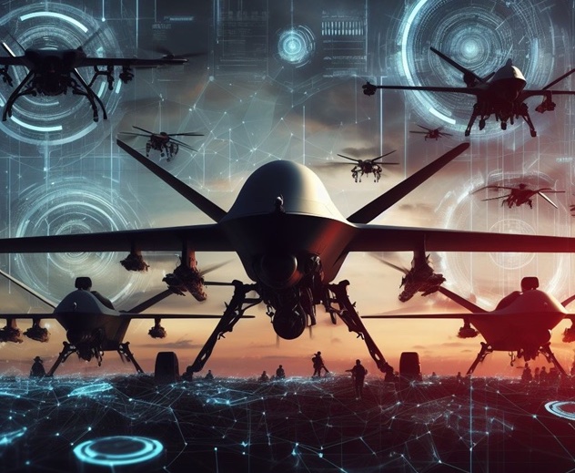 sciame droni:  immagine generata con AI