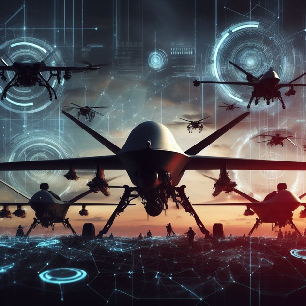 sciame droni:  immagine generata con AI